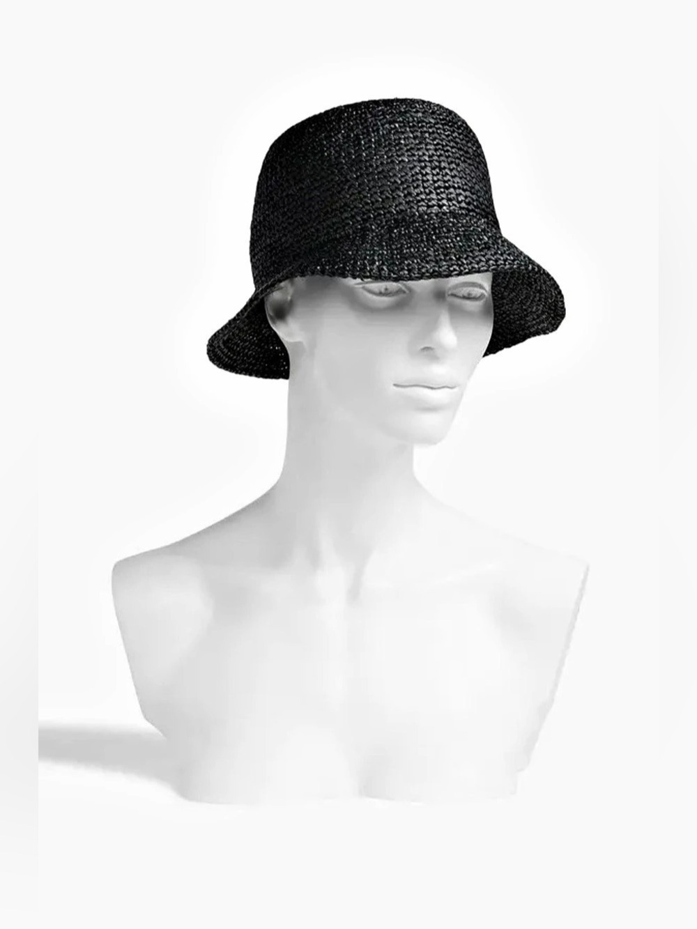 Onia Black Raffia Bucket Hat